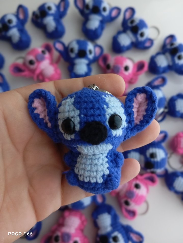 Renkli Mavi Amigurumi Anahtarlık Peluş Oyuncak