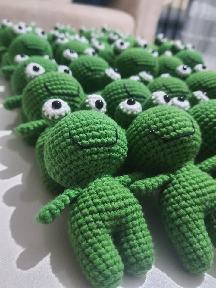 Sevimli Amigurumi Kurbağa Peluş Oyuncak